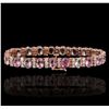 Image 9 : 14KT Rose Gold 19.11ctw Multi-Color Sapphire and Diamond Bracelet