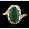 Image 4 : 14KT Yellow Gold 3.32ct Emerald and Diamond Ring