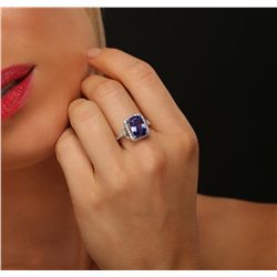 14KT White Gold 3.34ct Tanzanite and Diamond Ring