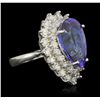 Image 5 : 14KT White Gold 10.26ct GIA Cert Tanzanite and Diamond Ring