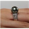 Image 3 : 14KT White Gold 10.2mm Pearl and Diamond Ring