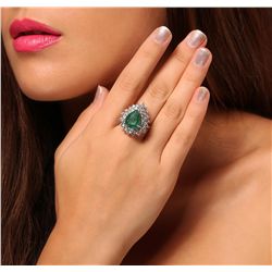 14KT White Gold 5.09ct Emerald and Diamond Ring