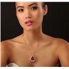 Image 1 : 14KT Rose Gold GIA Certified 39.76ct Morganite and Diamond Pendant With Chain