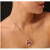 Image 2 : 14KT Rose Gold GIA Certified 39.76ct Morganite and Diamond Pendant With Chain