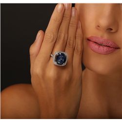 14KT White Gold 12.33ct Sapphire and Diamond Ring