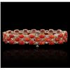 Image 6 : 14KT Rose Gold 16.32ctw Coral and Diamond Bracelet
