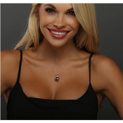 14KT Two-Tone Gold 2.00ct Garnet and Diamond Pendant With Chain