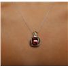 Image 2 : 14KT Two-Tone Gold 2.00ct Garnet and Diamond Pendant With Chain