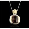 Image 4 : 14KT Two-Tone Gold 2.00ct Garnet and Diamond Pendant With Chain