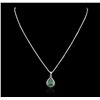 Image 5 : 14KT White Gold 3.75ct Emerald and Diamond Pendant With Chain