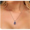 Image 2 : 14KT White Gold 3.47ct Tanzanite and Diamond Pendant With Chain