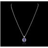 Image 4 : 14KT White Gold 3.47ct Tanzanite and Diamond Pendant With Chain