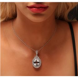 14KT White Gold 17.88ct Aquamarine and Diamond Pendant With Chain