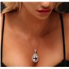 Image 2 : 14KT White Gold 17.88ct Aquamarine and Diamond Pendant With Chain