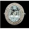 Image 4 : 14KT White Gold 6.63ct Aquamarine and Diamond Ring