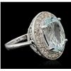 Image 5 : 14KT White Gold 6.63ct Aquamarine and Diamond Ring