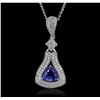 Image 4 : 14KT White Gold 7.37ct Tanzanite and Diamond Pendant With Chain