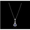 Image 5 : 14KT White Gold 7.37ct Tanzanite and Diamond Pendant With Chain