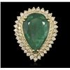 Image 2 : 14KT Yellow Gold 9.79ct Emerald and Diamond Ring