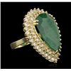 Image 3 : 14KT Yellow Gold 9.79ct Emerald and Diamond Ring