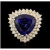 Image 4 : 14KT Yellow Gold 19.10ct GIA Certified Tanzanite and Diamond Ring