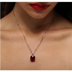 14KT White Gold 11.63ct Ruby and Diamond Pendant and Chain