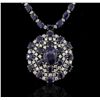 Image 3 : 14KT White Gold 196.43ctw Sapphire Necklace