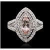 Image 4 : 14KT White Gold 1.20ct Morganite and Diamond Ring