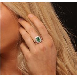 14KT Yellow Gold 2.03ct Emerald and Diamond Ring