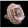 Image 5 : 14KT Rose Gold 39.46ct GIA Certified Kunzite and Diamond Ring