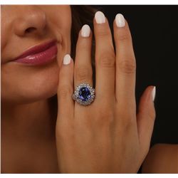 14KT White Gold 5.17ct Tanzanite and Diamond Ring