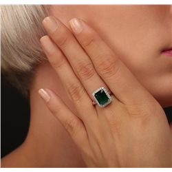 14KT White Gold 3.50ct Emerald and Diamond Ring