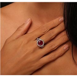 14KT White Gold 4.88ct Ruby and Diamond Ring