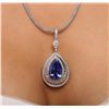 Image 2 : 14KT White Gold GIA Certified 8.46ct Tanzanite and Diamond Pendant With Chain