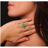 Image 2 : 18KT Yellow Gold 3.39ct Jade and Diamond Ring