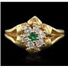 Image 4 : 14KT Yellow Gold 0.10ct Emerald and Diamond Ring