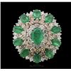 Image 4 : 14KT White Gold 8.08ctw Emerald and Diamond Ring