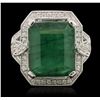 Image 3 : 14KT White Gold 9.93ct Emerald and Diamond Ring