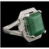 Image 4 : 14KT White Gold 9.93ct Emerald and Diamond Ring