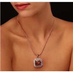 14KT Rose Gold GIA Certified 30.96ct Morganite and Diamond Pendant With Chain