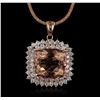 Image 4 : 14KT Rose Gold GIA Certified 30.96ct Morganite and Diamond Pendant With Chain