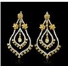 Image 4 : 18KT Two Tone Gold 3.54ctw Diamond Dangle Earrings