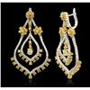 Image 5 : 18KT Two Tone Gold 3.54ctw Diamond Dangle Earrings