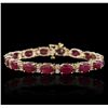 Image 7 : 14KT Yellow Gold 16.16ctw Ruby and Diamond Bracelet