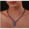 Image 1 : 14KT White Gold 51.14ctw Tanzanite and Diamond Necklace