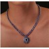 Image 2 : 14KT White Gold 51.14ctw Tanzanite and Diamond Necklace