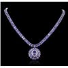 Image 4 : 14KT White Gold 51.14ctw Tanzanite and Diamond Necklace