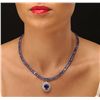 Image 1 : 14KT White Gold 47.36ctw Tanzanite and Diamond Necklace