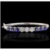 Image 4 : 14KT White Gold 5.76ctw Sapphire and Diamond Bracelet