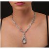 Image 1 : 18KT White Gold 24.00ct Blue Topaz and Diamond Necklace